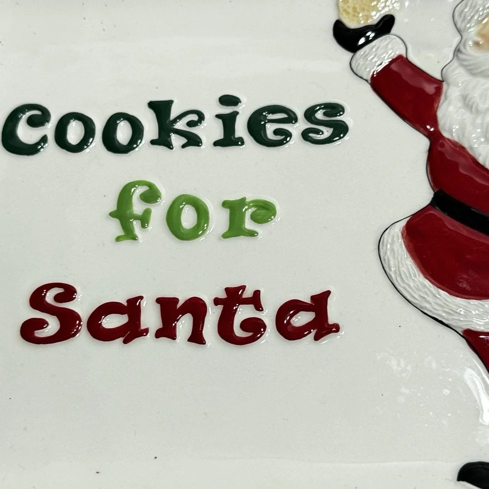 Fitz & Floyd Holiday Home THAT'S A WRAP Cookies For Santa Christmas Plate  Tray